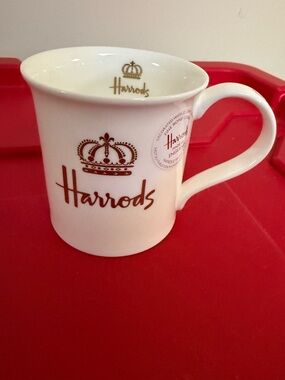 Harrods White and Gold Crown Logo Mug